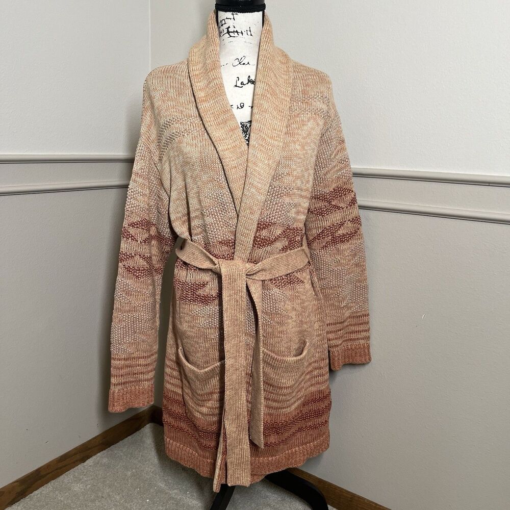 Pendleton Monterey Cardigan Sweater Womens XL Belted Aztec Southwestern Cotton - Picture 5 of 12